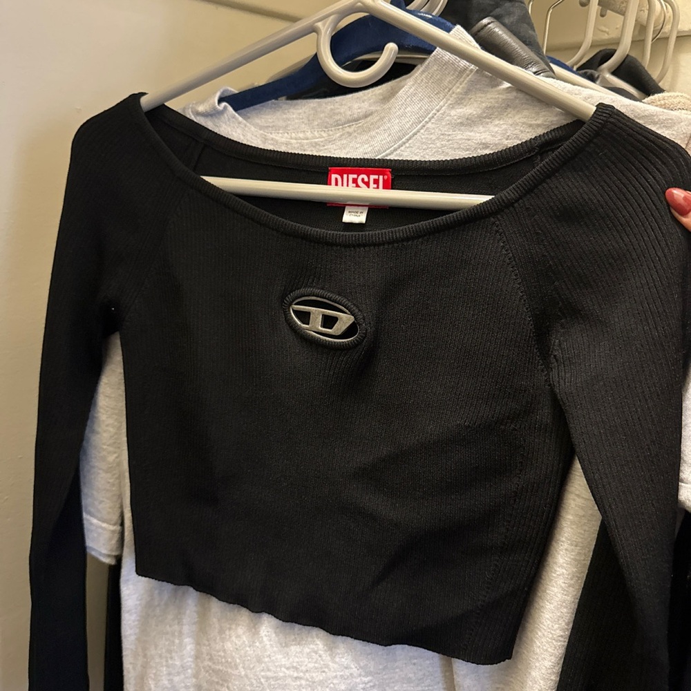 Diesel Black Fitted Crop Blouse